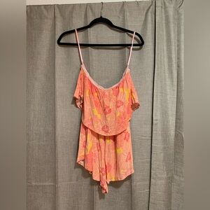 Ava Sky Pink and Yellow Floral Romper